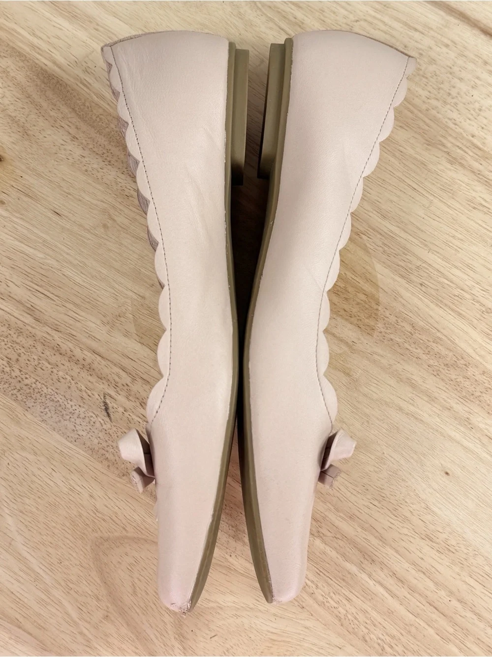 Kate Spade Elent Flex Scallop Edge Ballet Flats Blush Tan 7.5 Leather Neutral